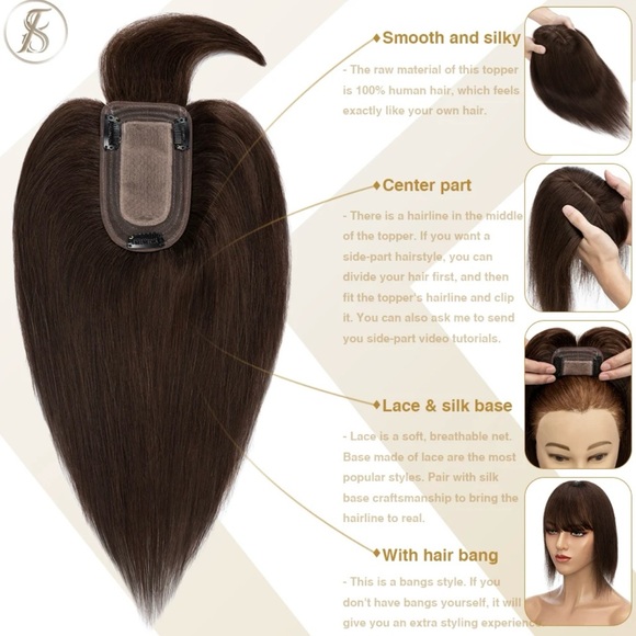 Blonde Human hair topper with bangs - Picture 9 of 9